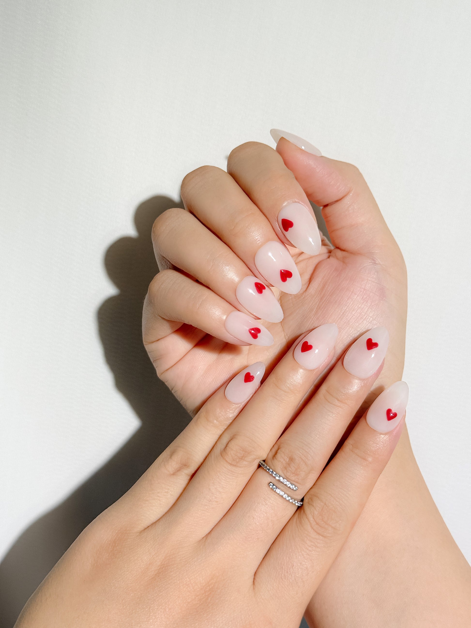 Love Pop Press-On Nägel – Rote Herz Akzent Nails
