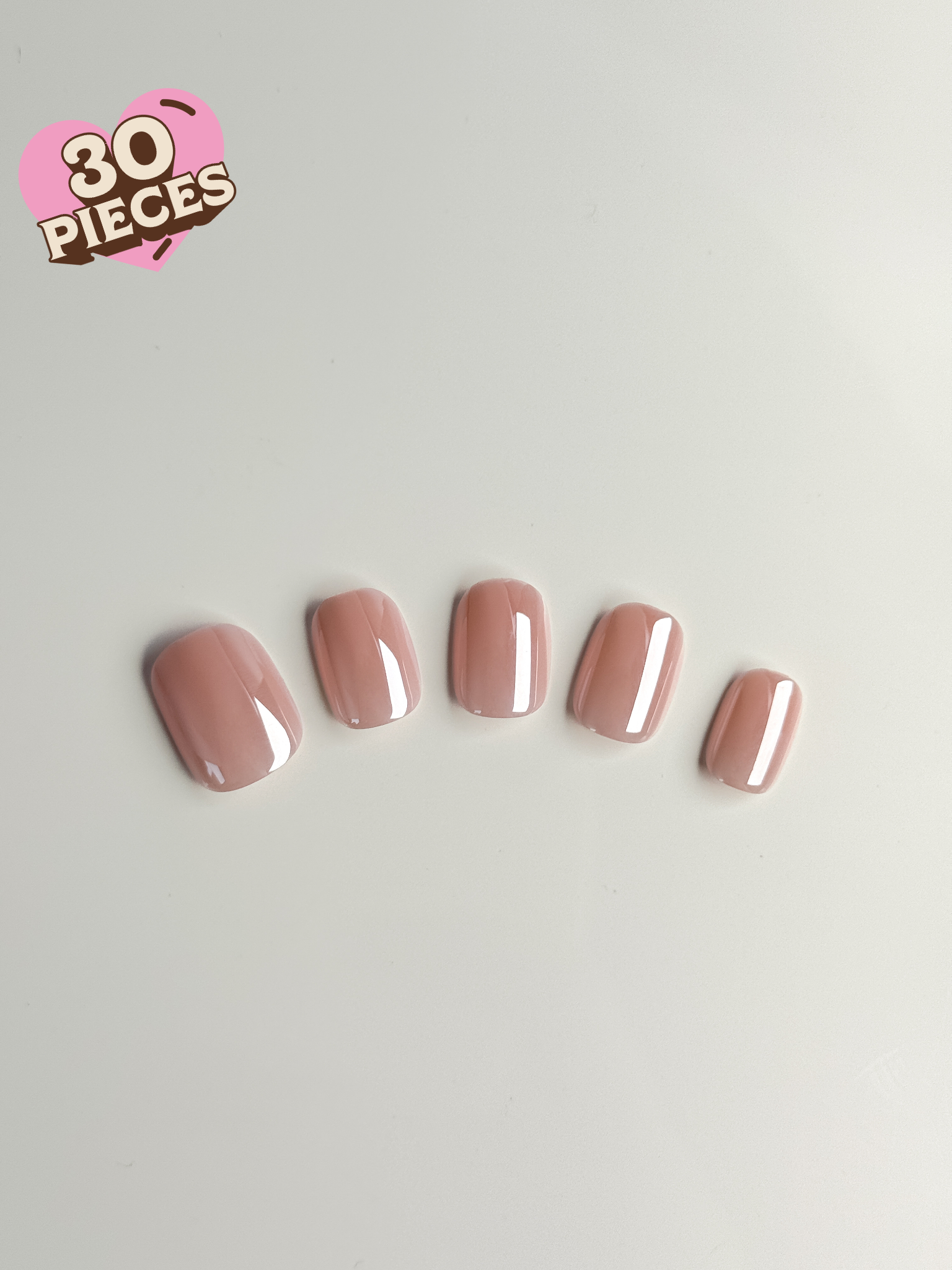 Blushbare Press-On Nägel – Glänzendes Nude Design