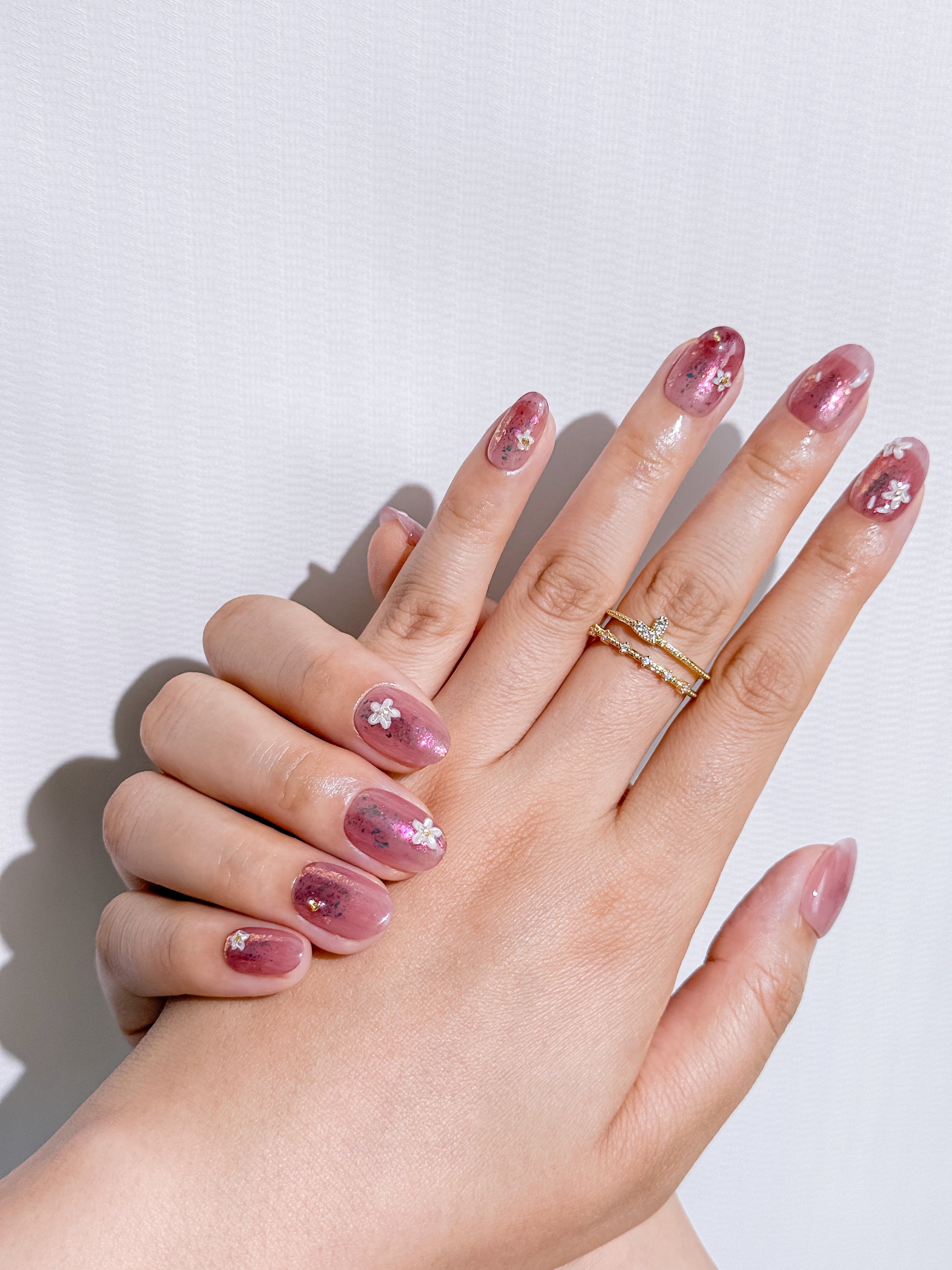 Sakura Glow Press-On Nägel – Pink Jelly mit Blumen