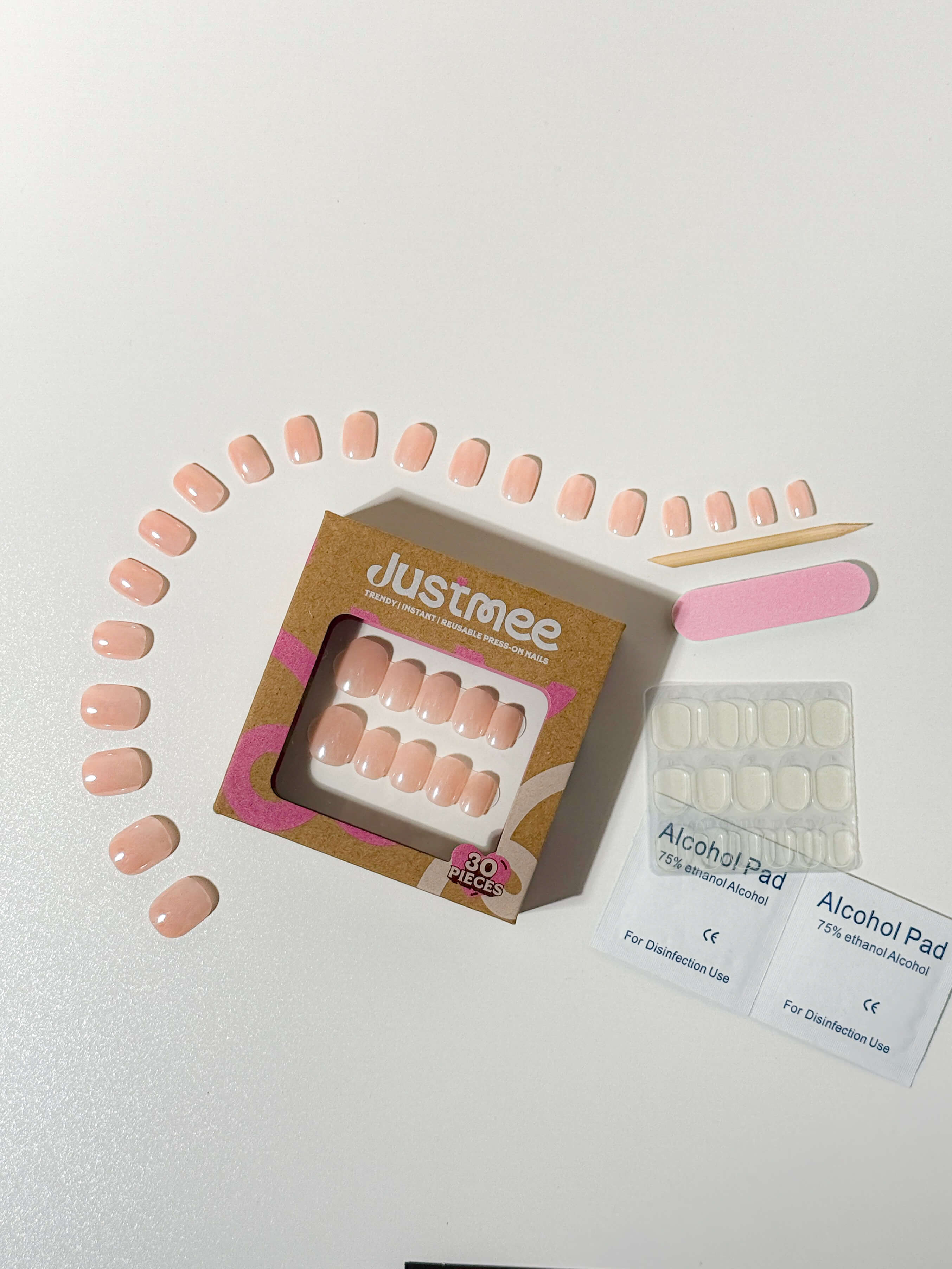 justmee press-on nails set with 30 pieces of nails and all accessories
