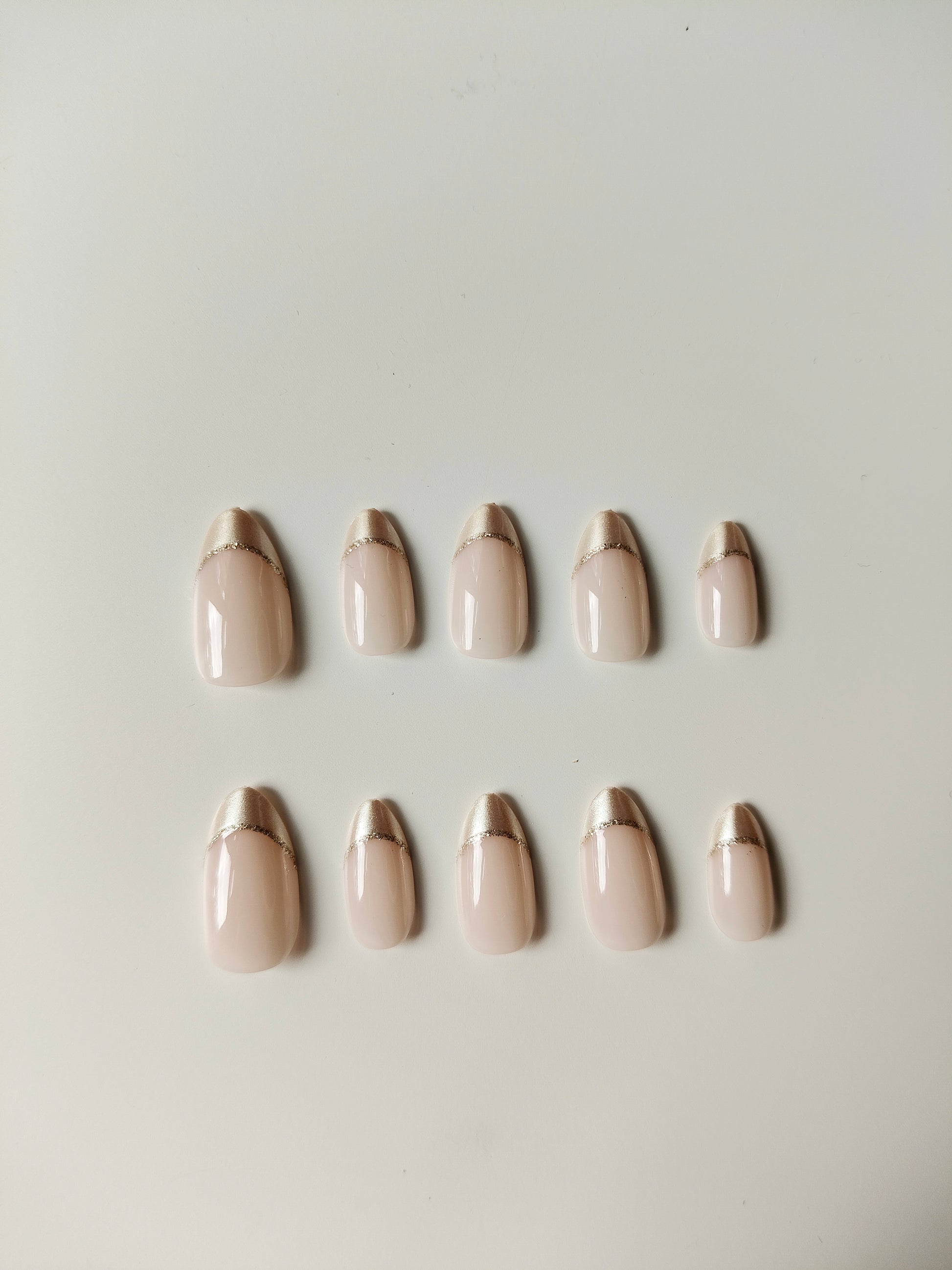 French Tip Press-On Nails with Champagne Glow