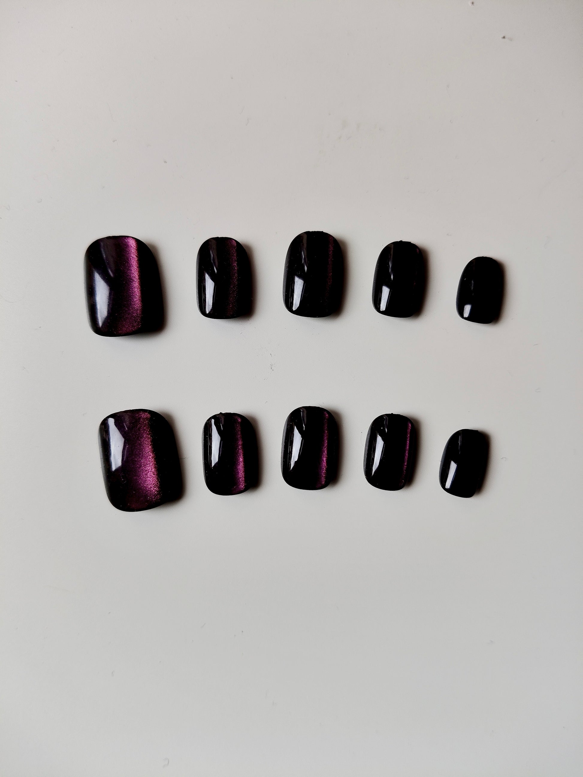 Velvet Galaxy – Magnetic Purple Black Square Press-On Nails
