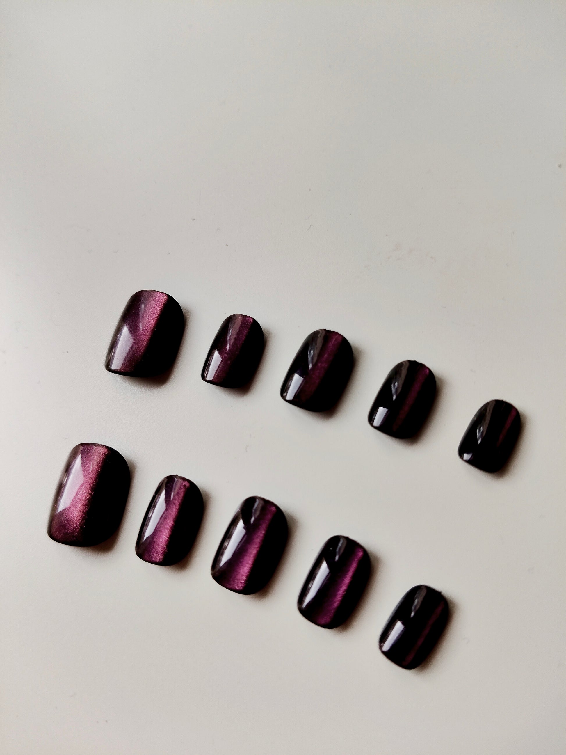 Velvet Galaxy – Magnetic Purple Black Square Press-On Nails