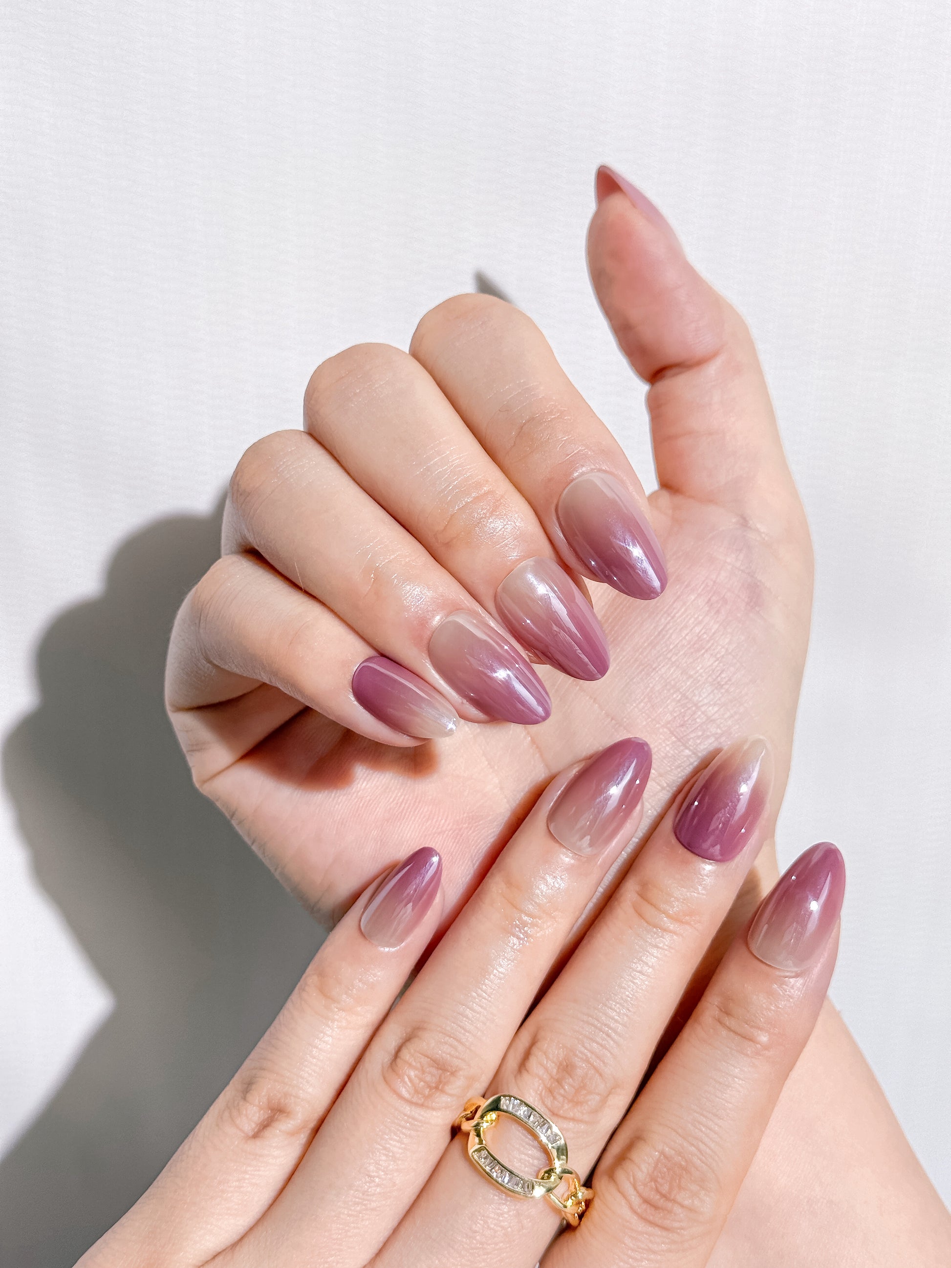 Rosé Veil Press-On Nägel – Glänzendes Sheer Mauve