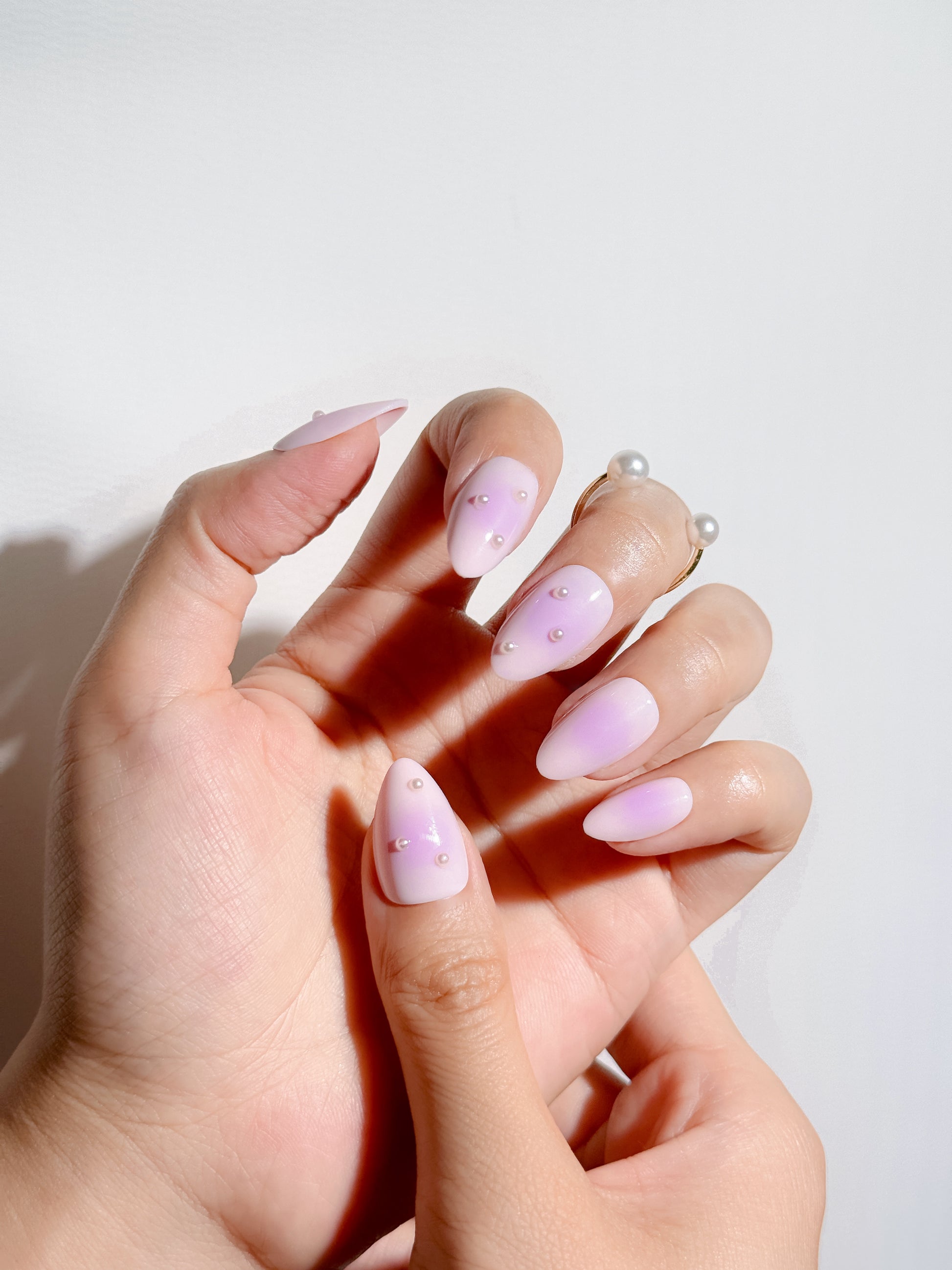 Lilac Mist Press-On Nägel – Perlen Ombré Design
