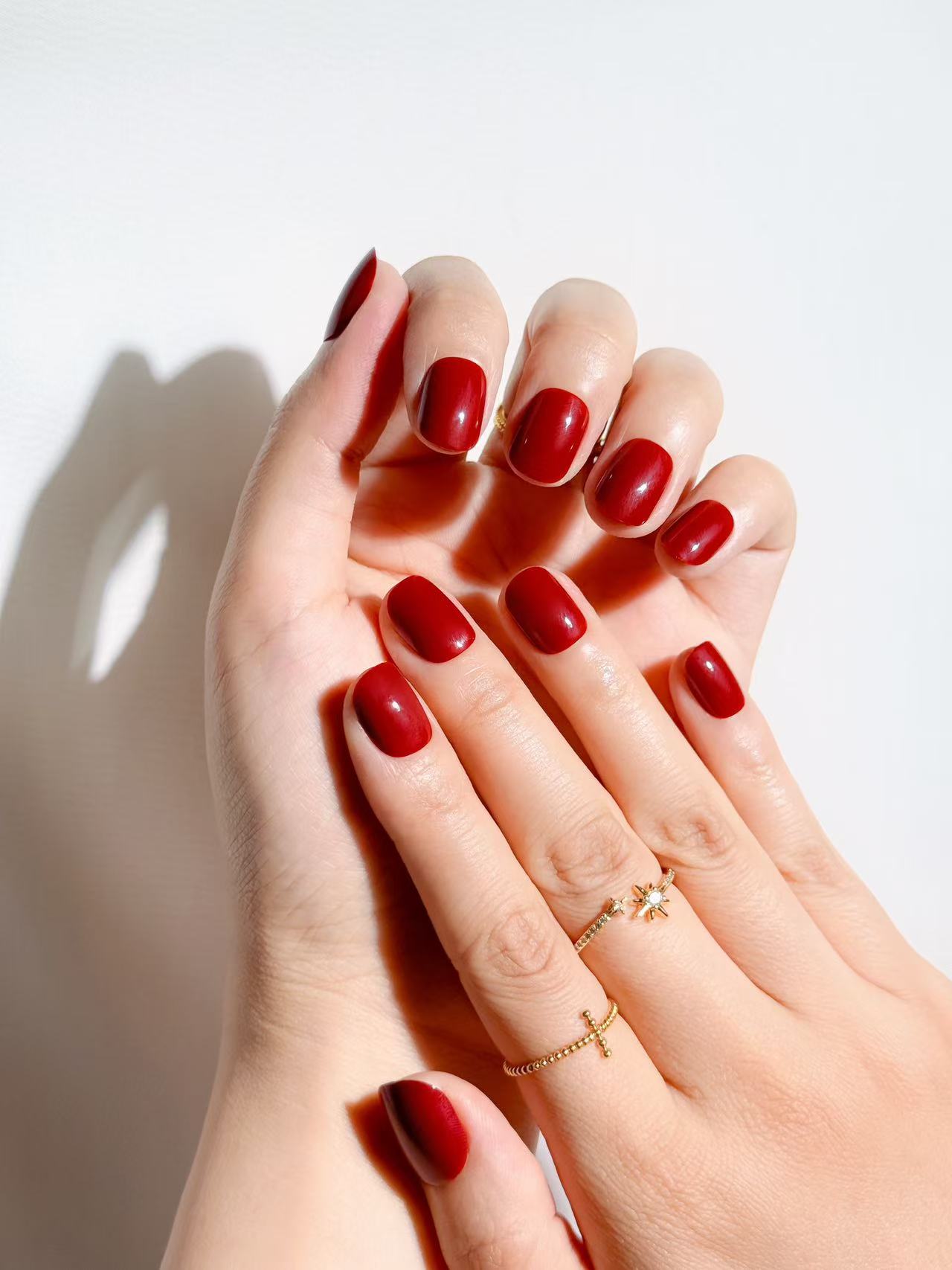 Velvet Red Press-On Nägel – Klassisch Kurz & Eckig