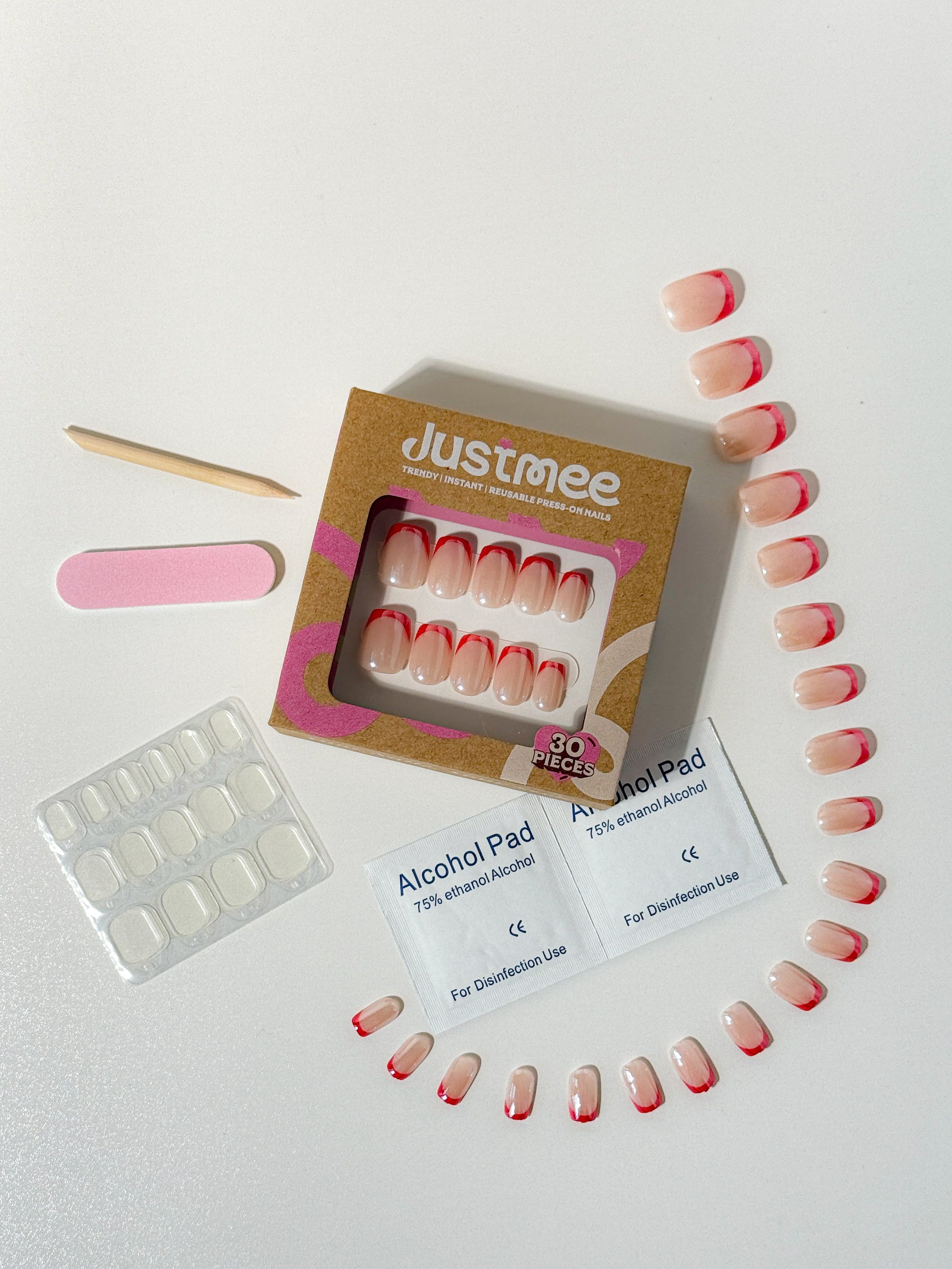 Rouge Line Press-On Nägel – Rote French Tip Eleganz