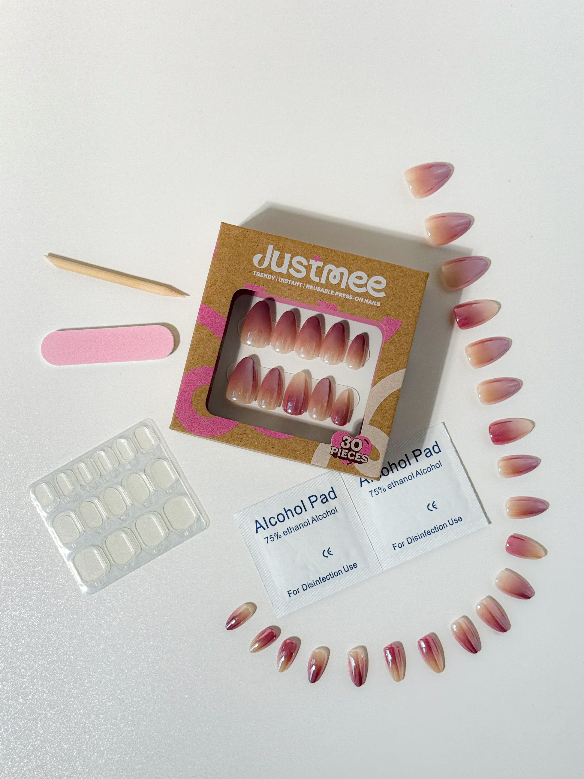 Rosé Veil Press-On Nägel – Glänzendes Sheer Mauve