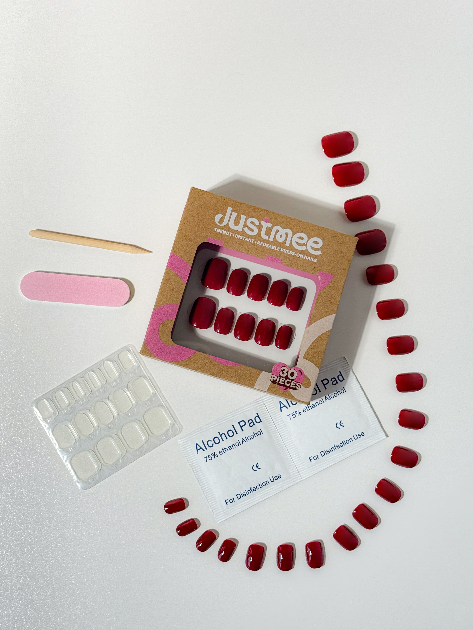 Press-on Nägel Set in Klassischem Rot | Hochwertige Rote Nägel