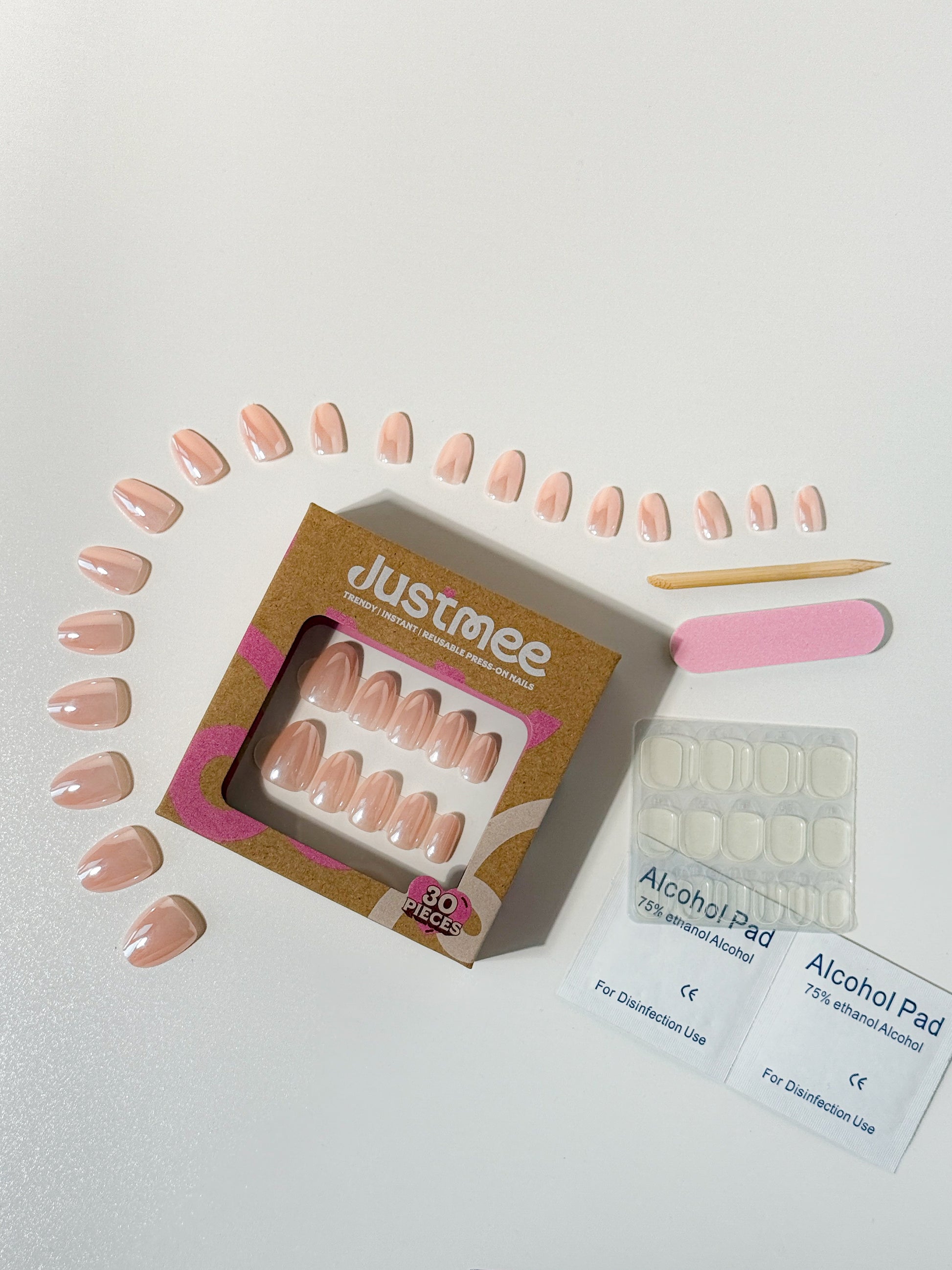 Rosy Veil Press-On Nägel – Sheer Rosa Kurz Oval