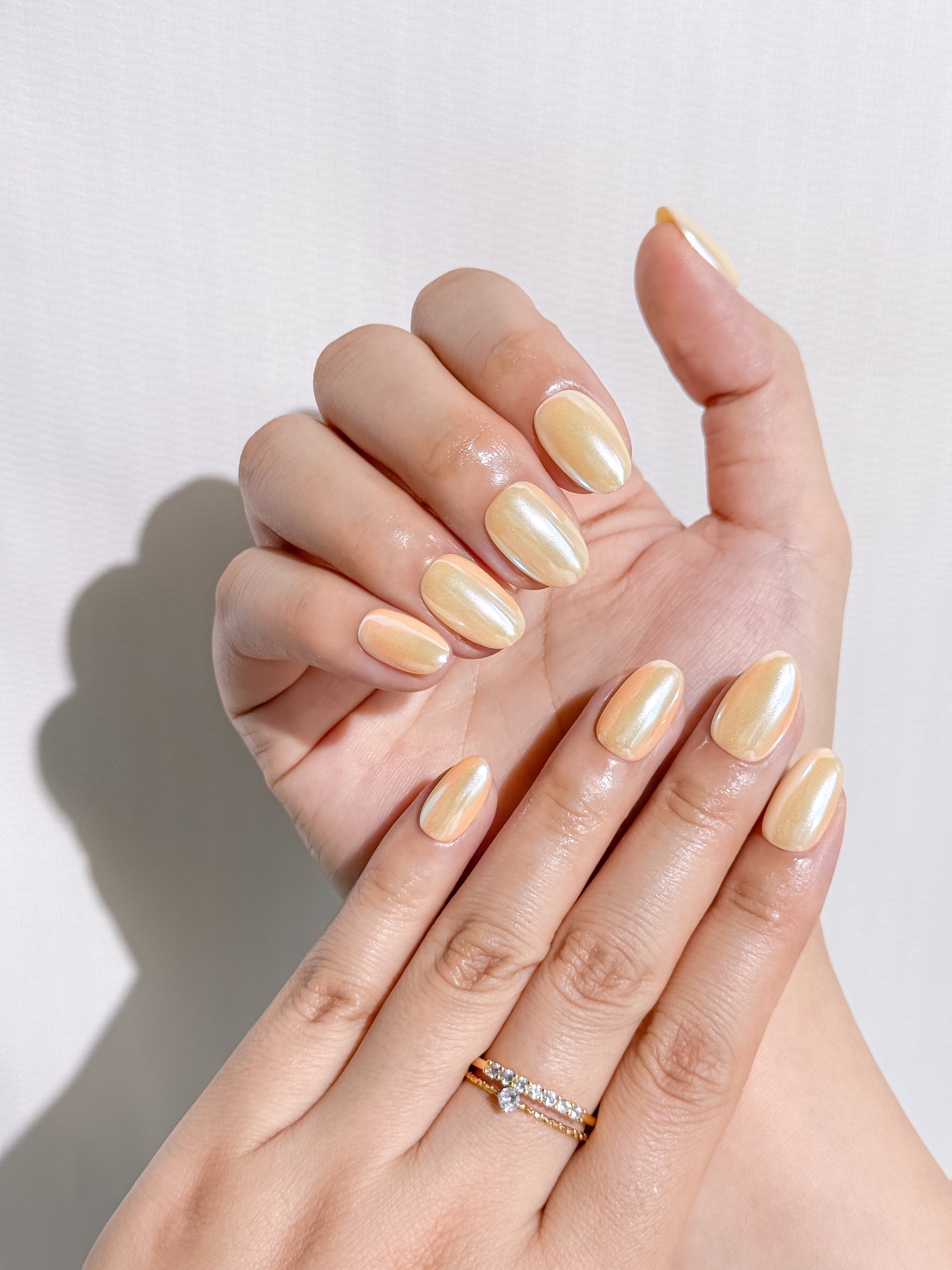 Champagne Glaze Press-On Nägel – Pearl Chrome Look