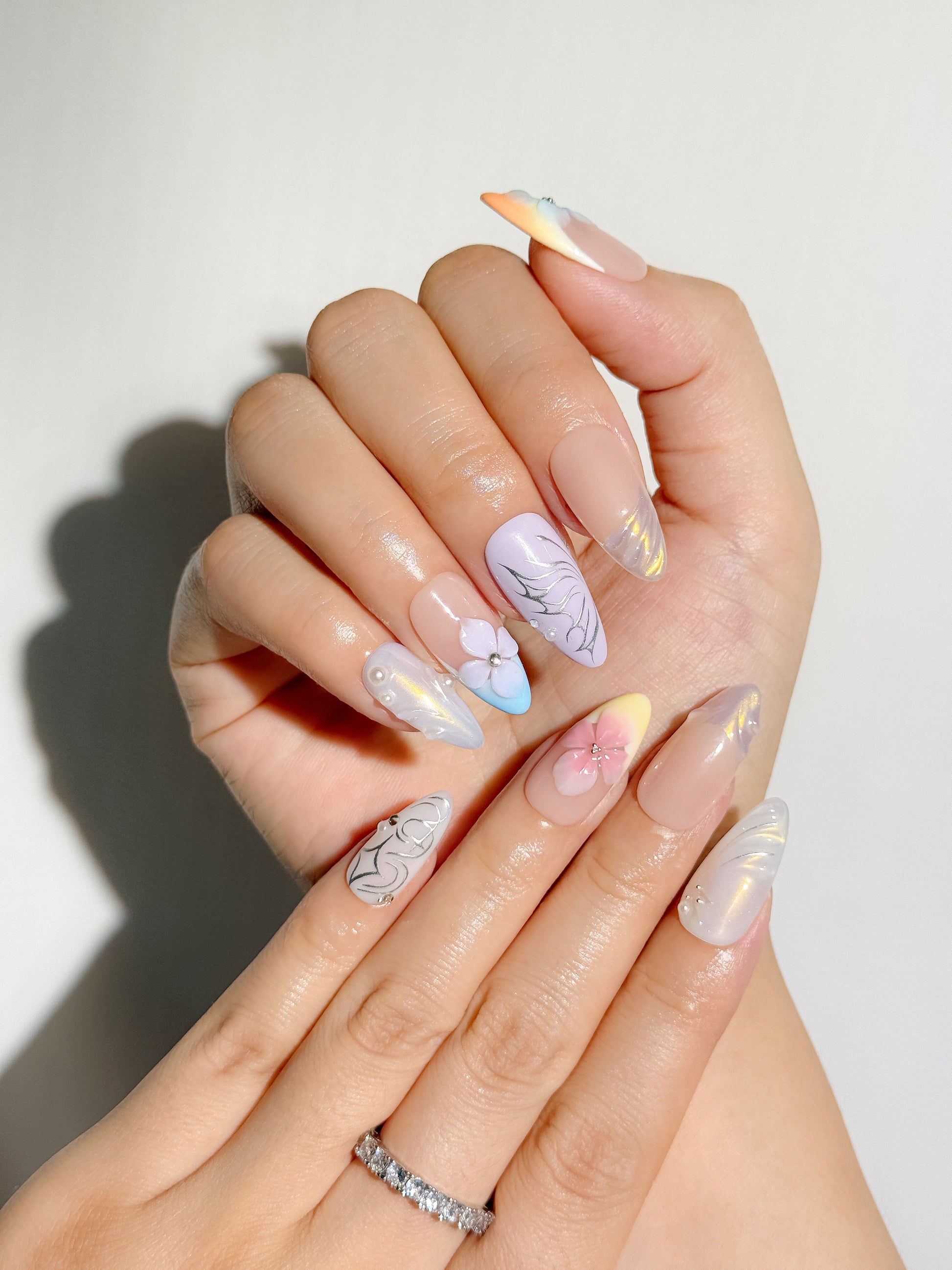 Sunset Breeze Press-On Nägel – Dream Garden Sommer-Look
