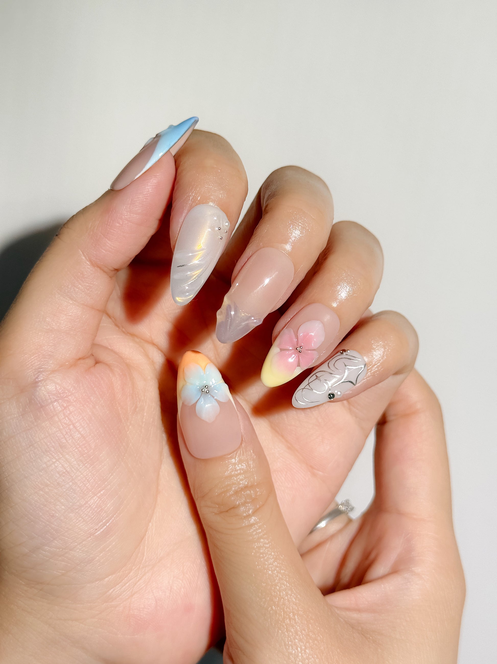 Sunset Breeze Press-On Nägel – Dream Garden Sommer-Look