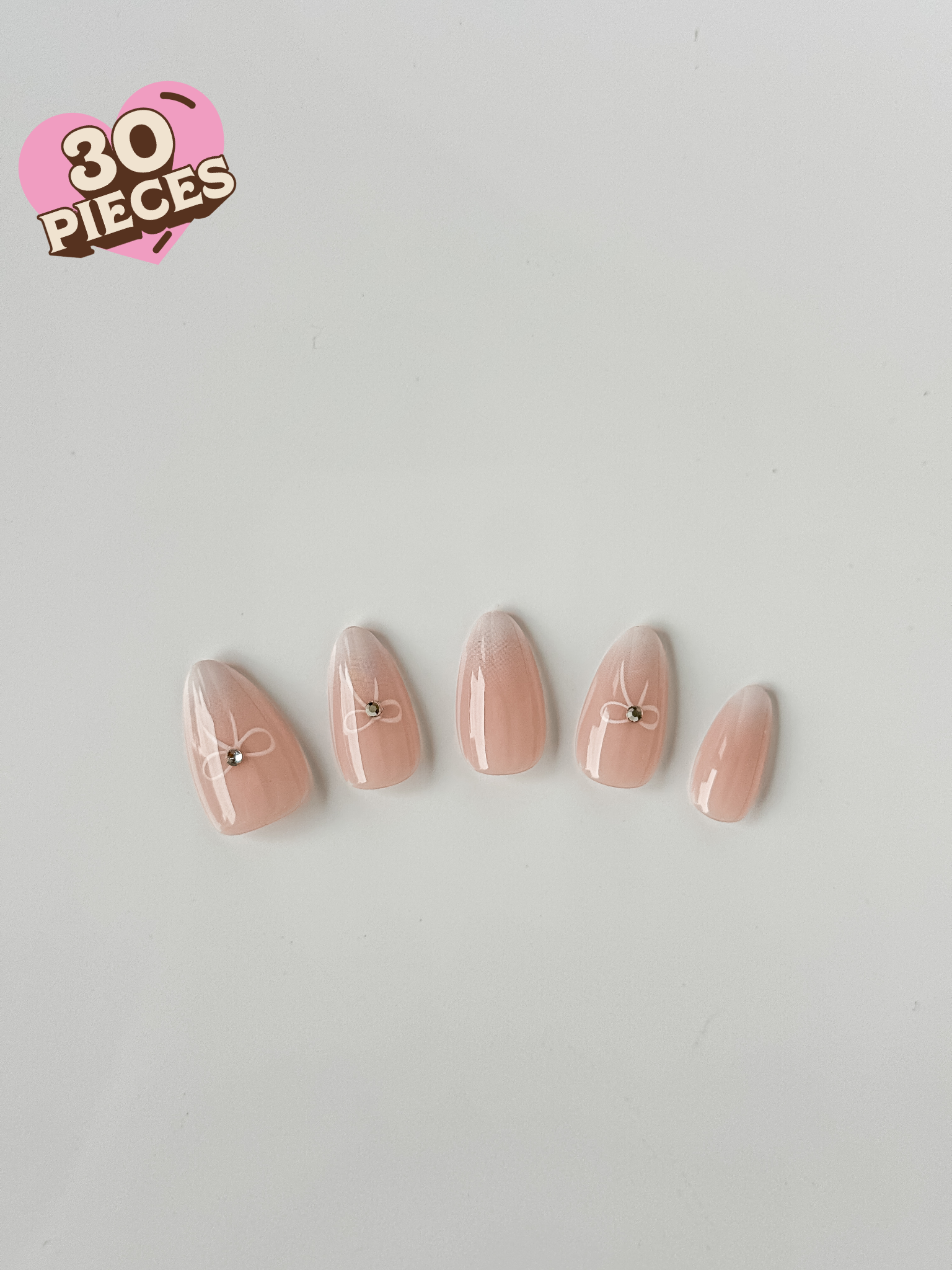 Petit Bow Press-On Nägel – Zartes Blush Design
