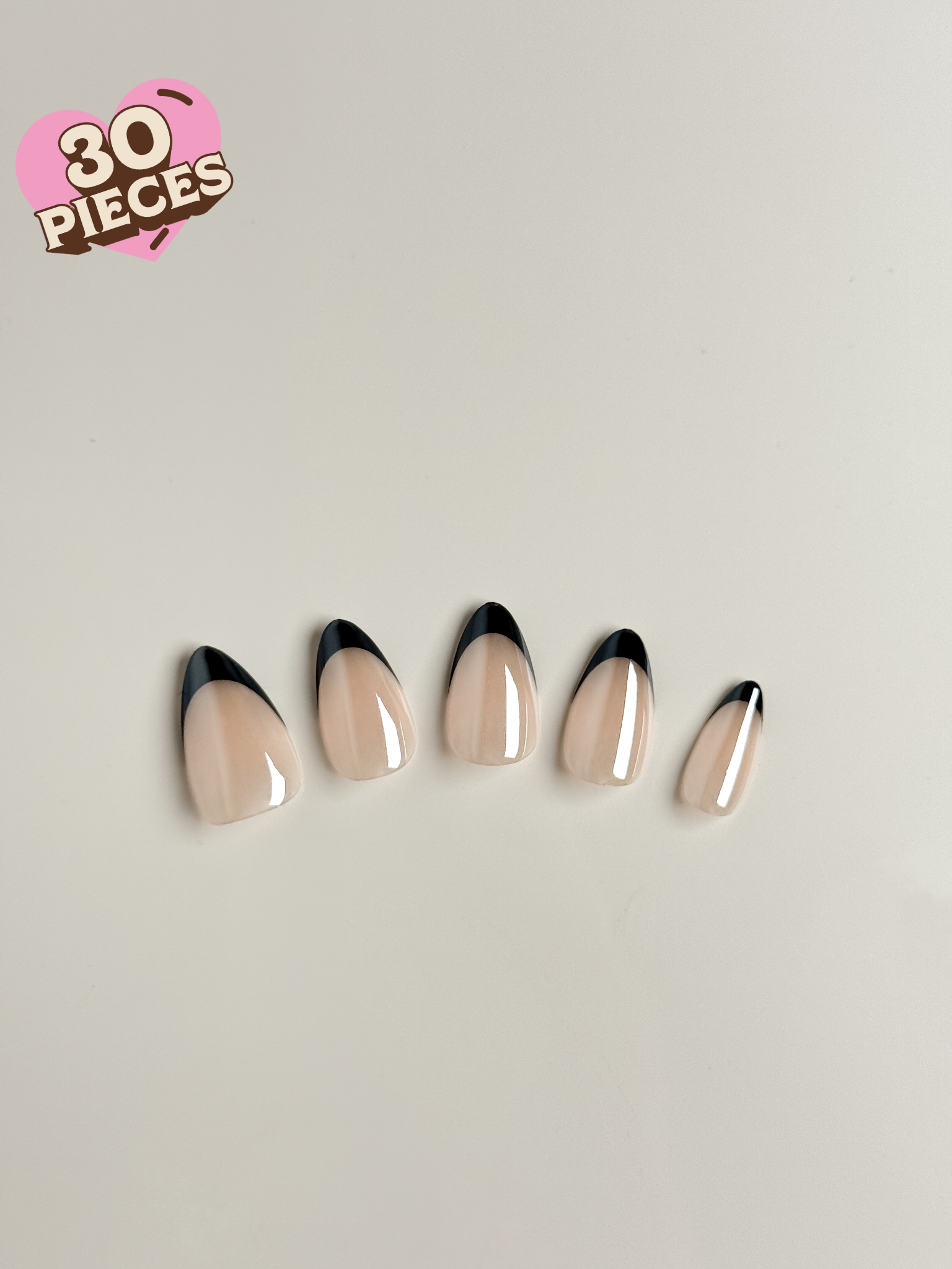 Sharp Noir Press-On Nägel – Schwarze French Tips