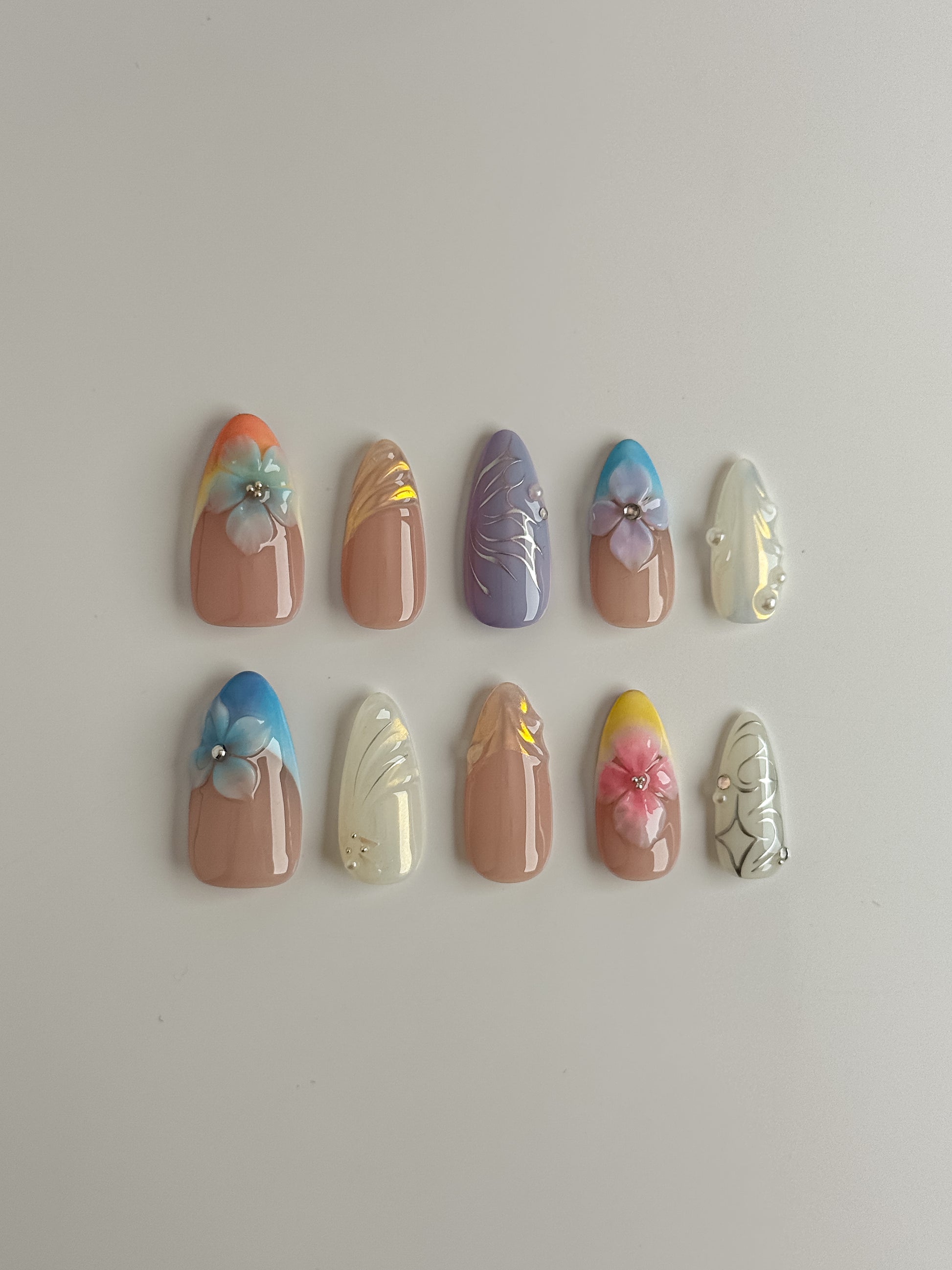 Sunset Breeze Press-On Nägel – Dream Garden Sommer-Look