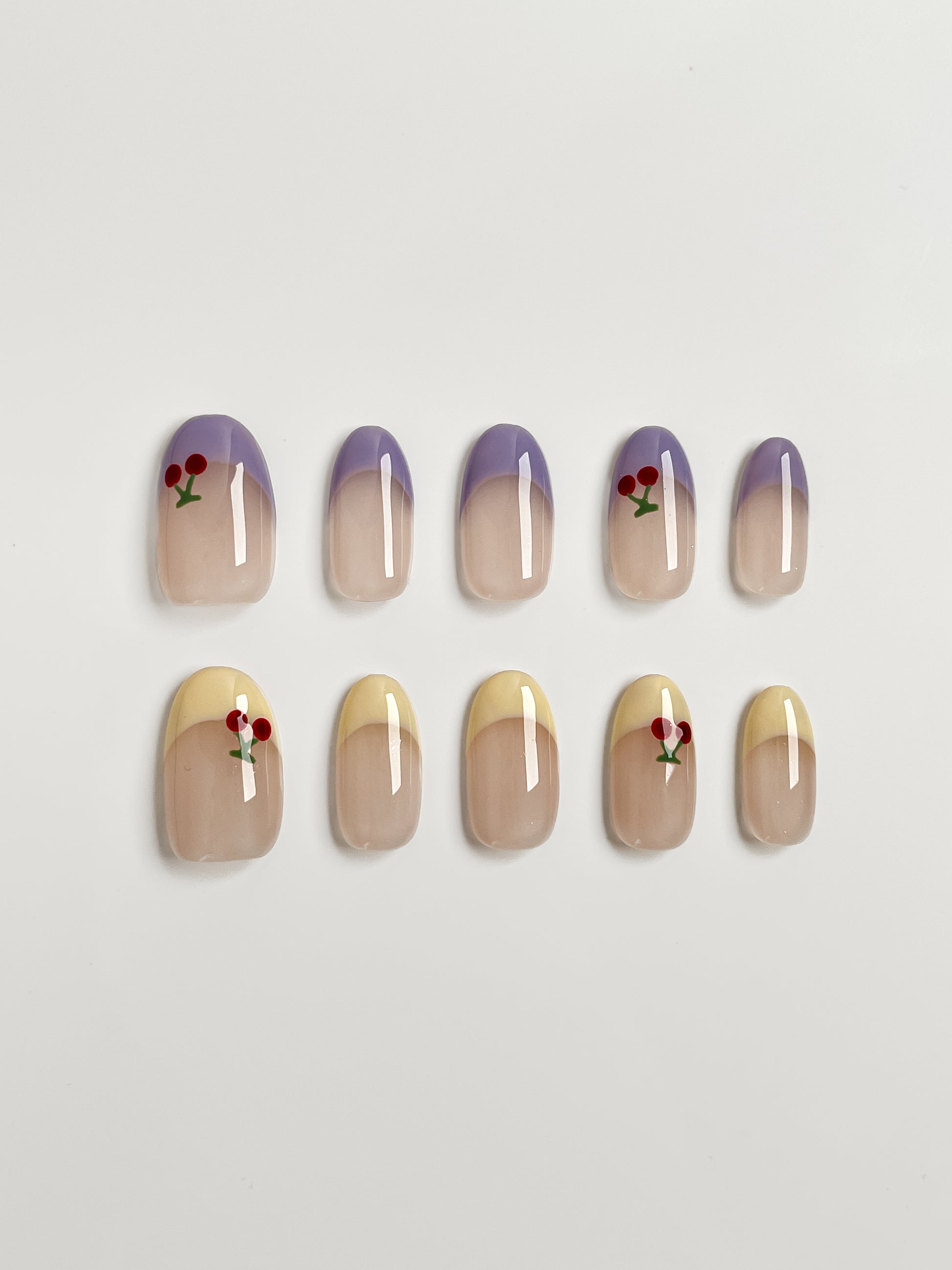 Cherry Pop Press-On Nägel – Handmade French Tip Duo
