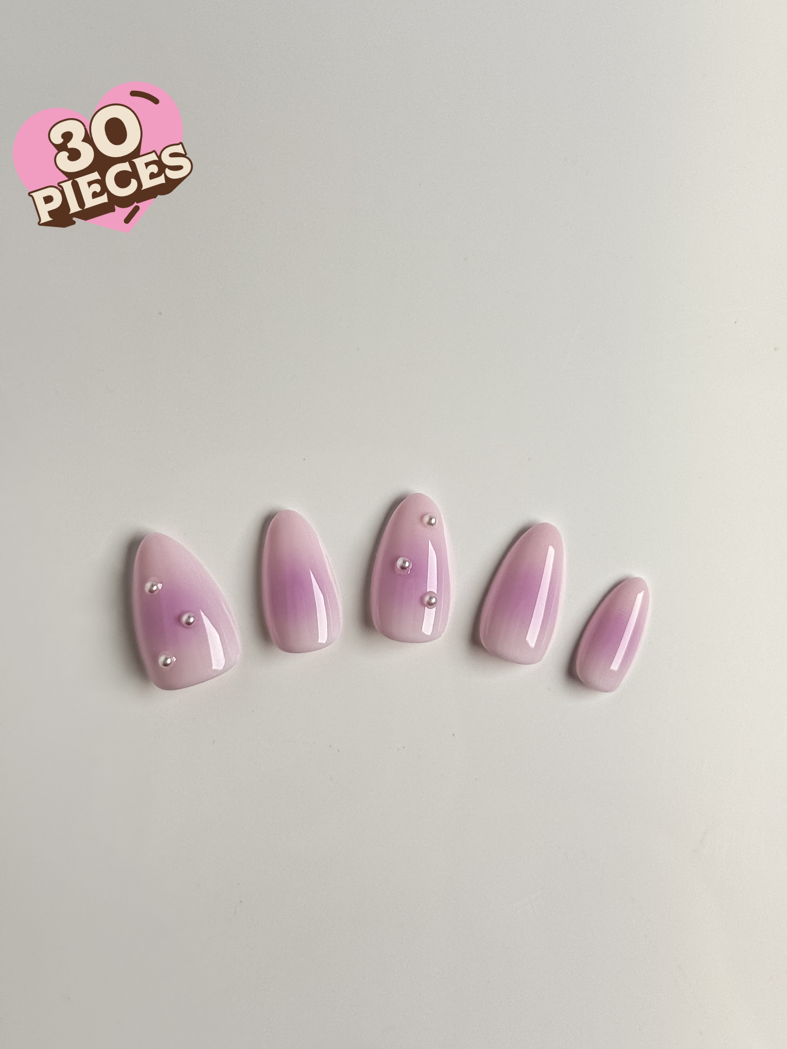 Lilac Mist Press-On Nägel – Perlen Ombré Design