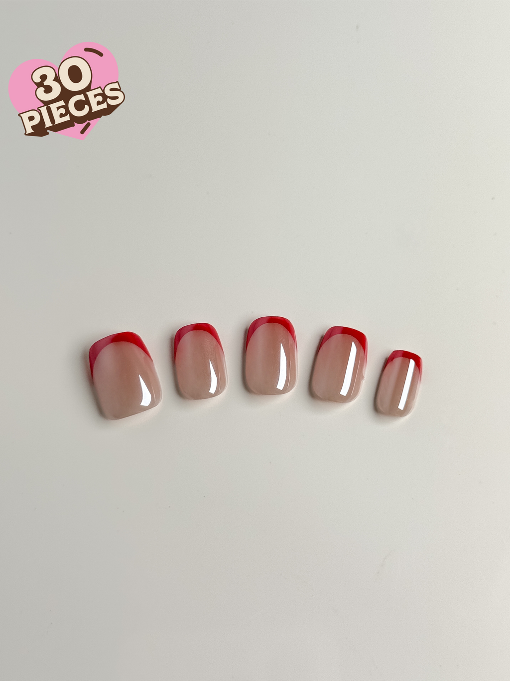 Rouge Line Press-On Nägel – Rote French Tip Eleganz
