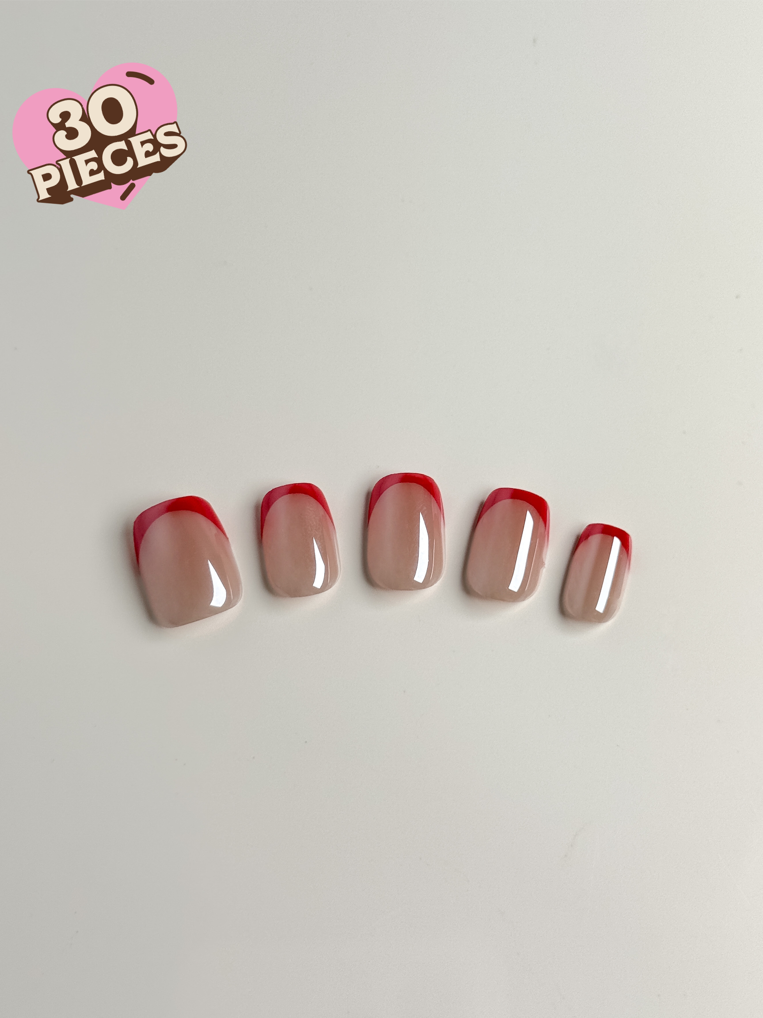 Rouge Line Press-On Nägel – Rote French Tip Eleganz