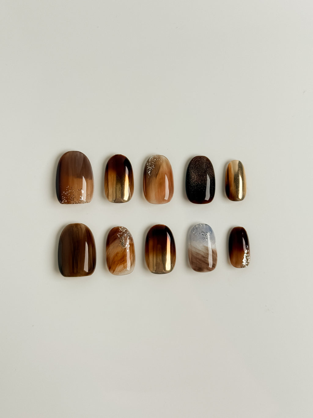 Mocha Melt Press-On Nägel – Gradient Glow Design
