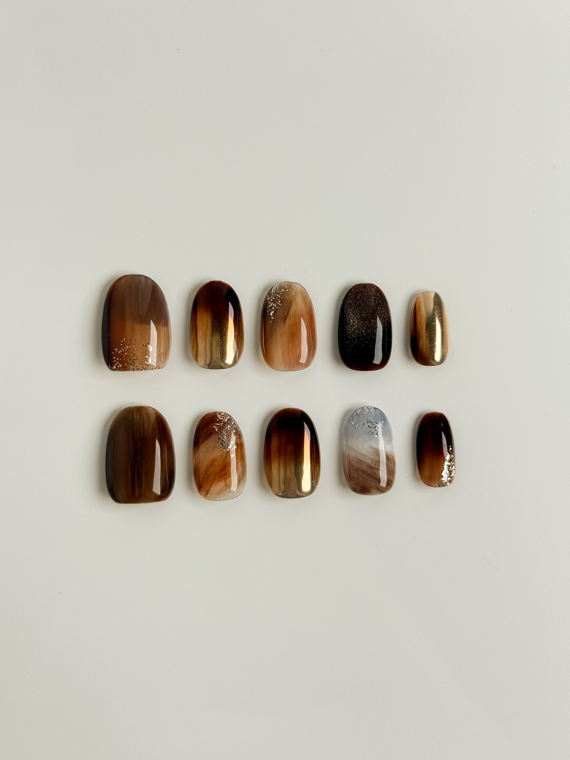 Mocha Melt Press-On Nägel – Gradient Glow Design