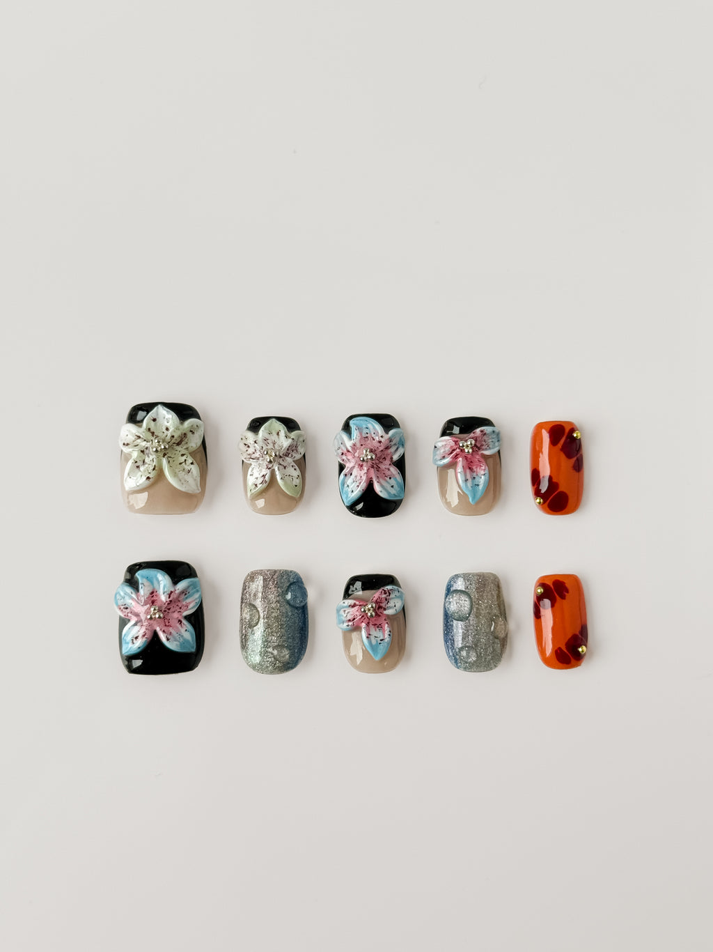 Island Bloom Press-On Nägel – 3D Floral Escape Look