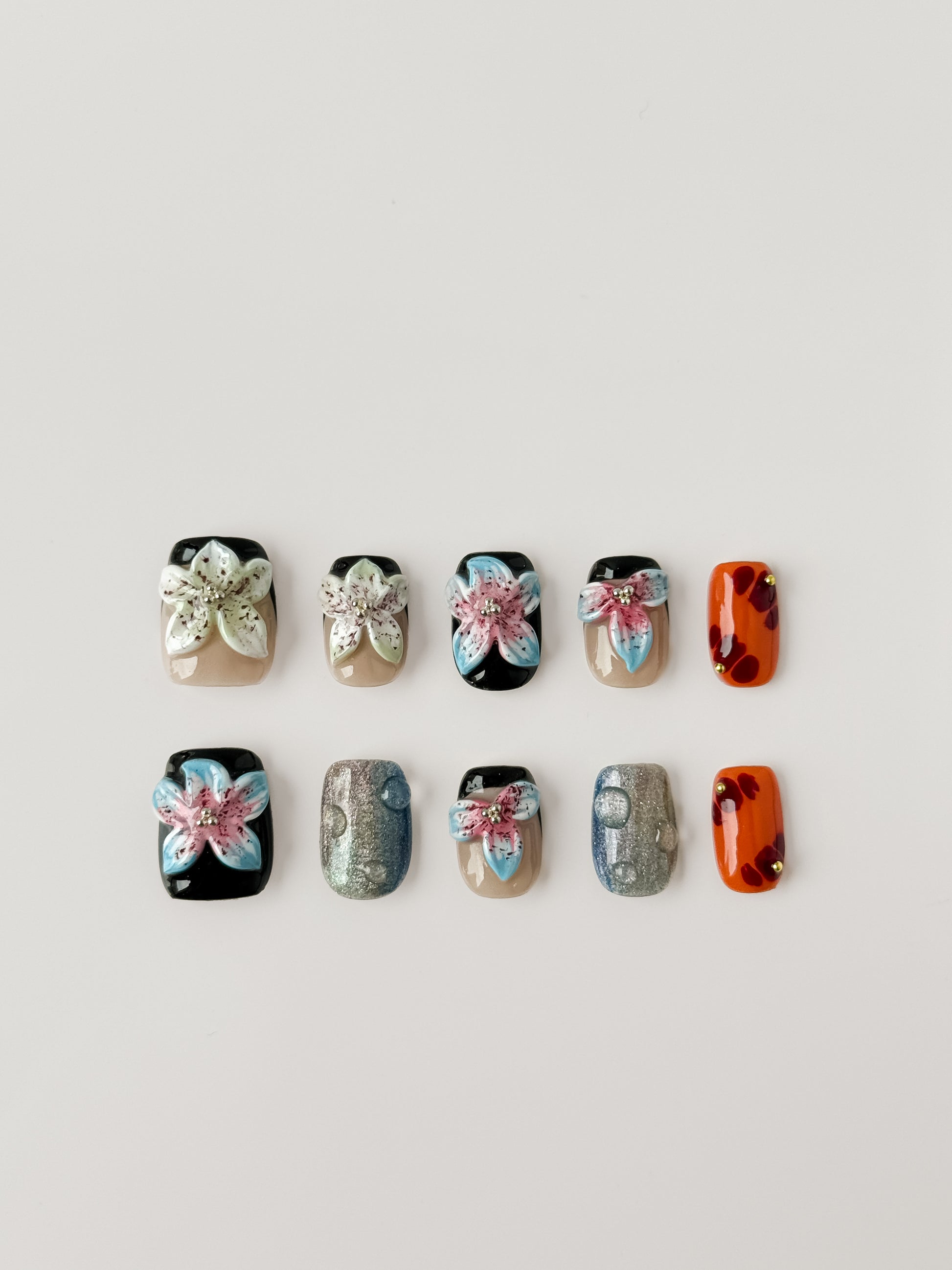 Island Bloom Press-On Nägel – 3D Floral Escape Look